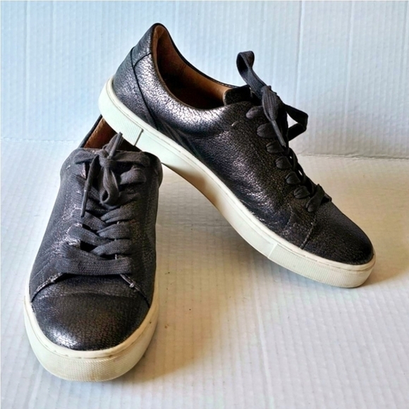 Frye Ivy Low Lace Sneakers Women’s Size 8.5 Pewter Leather Casual Comfort Shoes - Picture 2 of 11